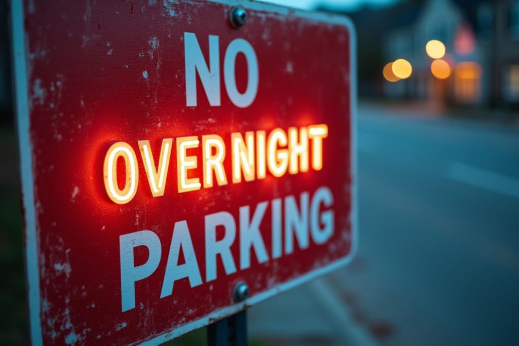No overnight parking sign
