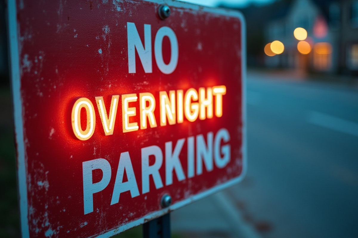 No overnight parking sign